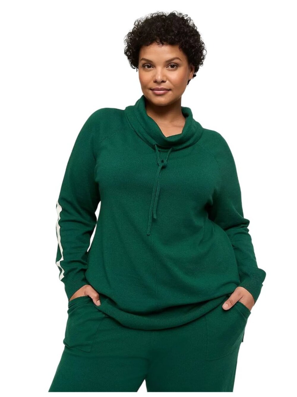 LIVI for Lane Bryant Sweater Size 18/20 Funnel Neck Colorblock Green Athleisure